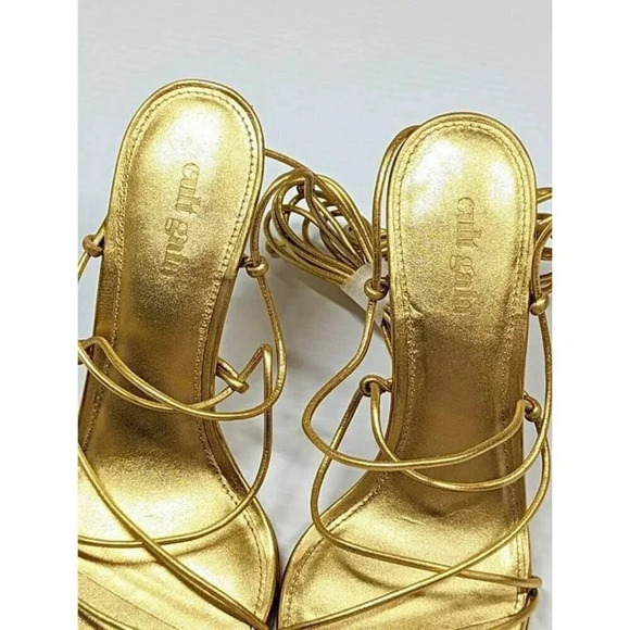 Cult Gaia Women's Soleil Lace Up High Heel Sandals Gold Size 38.5 EU (MSRP $388) - Picture 6 of 12